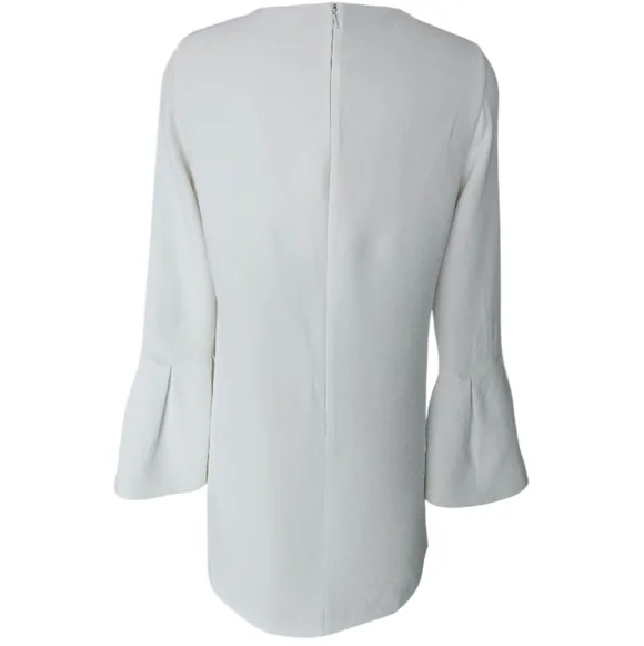 Alexis Josephine Of White Bell Sleeve Dress with Black Velvet Stripe - Picture 5 of 9